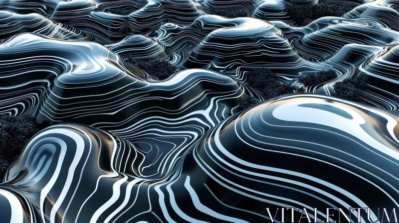 Monochrome Abstract Landscape | 3D Rendering AI Image