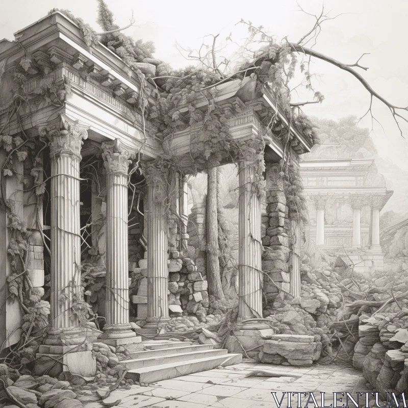 Mysterious Hyperrealistic Ruins: A Captivating Illustration AI Image