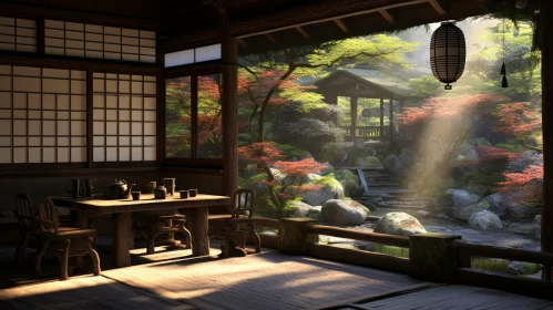 Serene Japanese-Style Room with Garden View