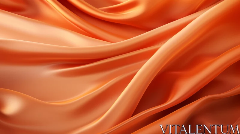 Soft Orange Silk Fabric - Close-up Texture with Depth AI Image