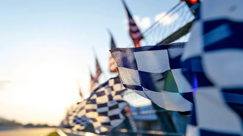 Checkered Flag Waving at Racetrack