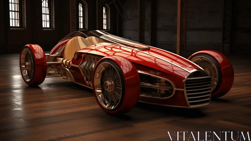Crimson and Bronze Car with Wheels | Bold Futurism Design AI Image