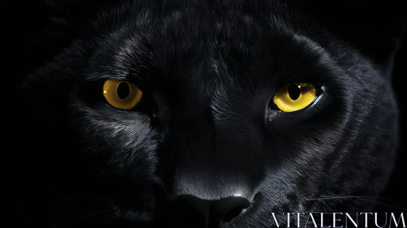 Intense Gaze: Black Panther Close-Up AI Image