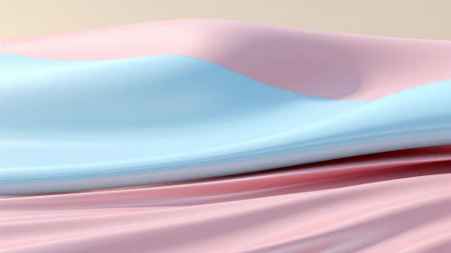 Sleek 3D Render of Blue and Pink Silk Fabric in Wave Pattern