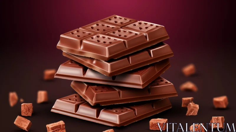 Delicious Stack of Dark Chocolate Bars - Food Photography AI Image