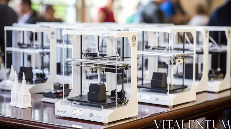 Innovative 3D Printers on Wooden Table | Cutting-Edge Technology AI Image