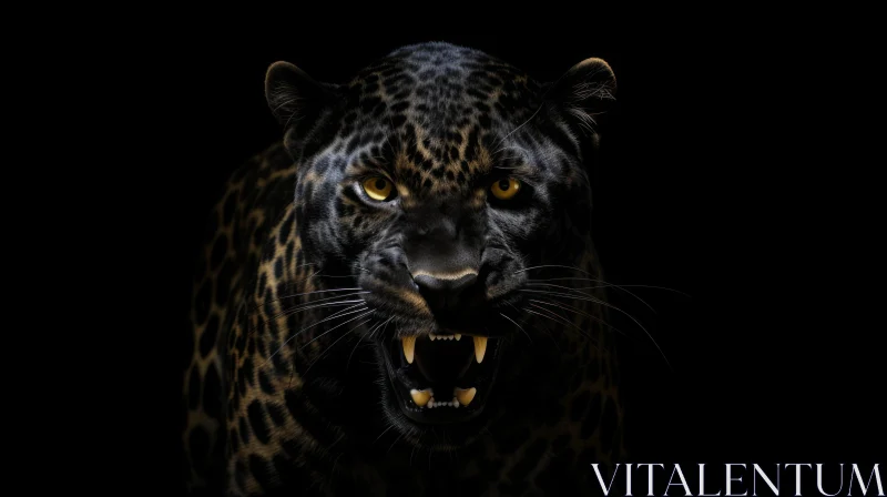 Intense Black Panther Digital Painting AI Image