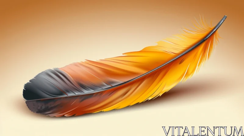 Detailed Orange and Black Feather Illustration AI Image