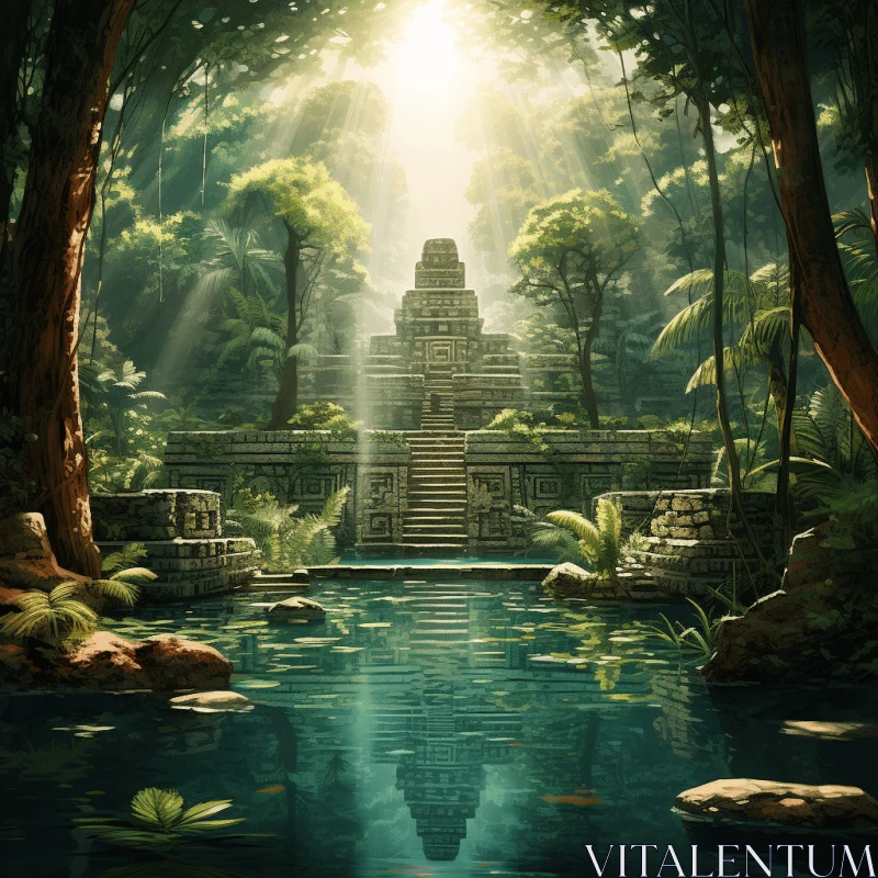 Exploring the Enigmatic Ancient Temple in the Jungle AI Image