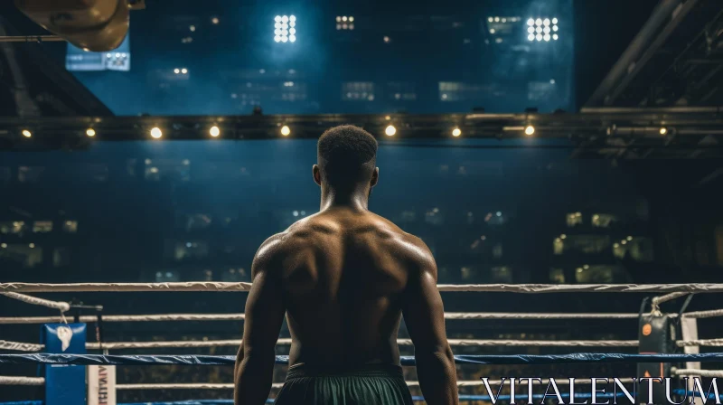 Powerful African-American Boxer in a Vibrant Boxing Ring AI Image