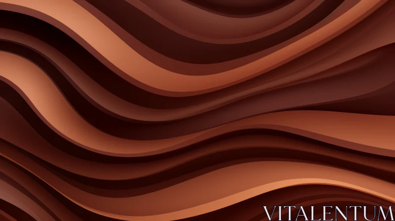Smooth Waves 3D Texture - Brown & Orange Palette AI Image