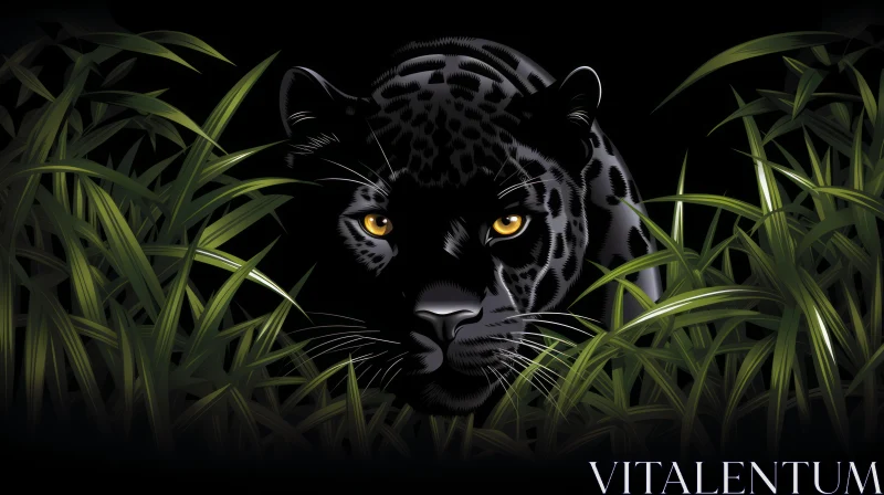 Black Panther Digital Painting in Jungle Night AI Image