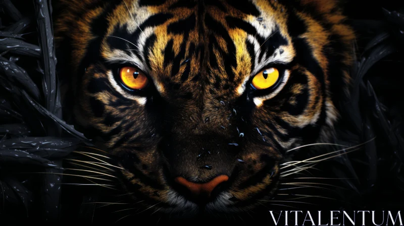 Intense Tiger Stare - Detailed Close-Up Image AI Image