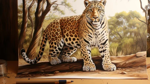Intriguing Jaguar Digital Painting in Jungle Setting