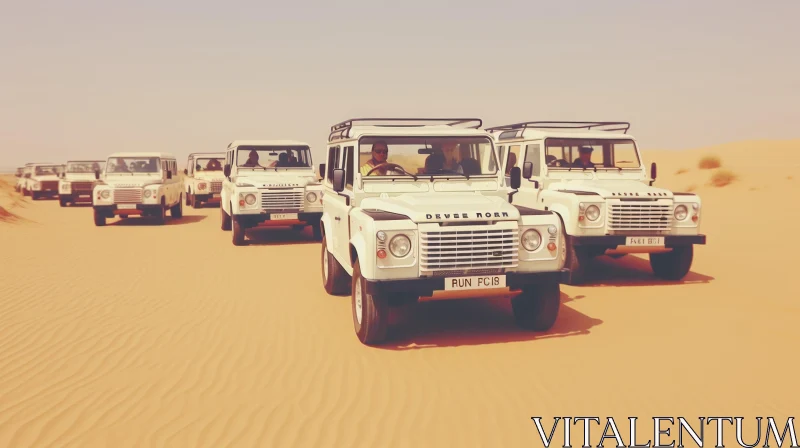 White SUVs Driving in Desert - Land Rover Deve Nor - Adventure Scene AI Image