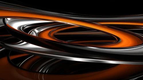 Intertwined Orange and Gray Glossy Tubes - Abstract 3D Rendering