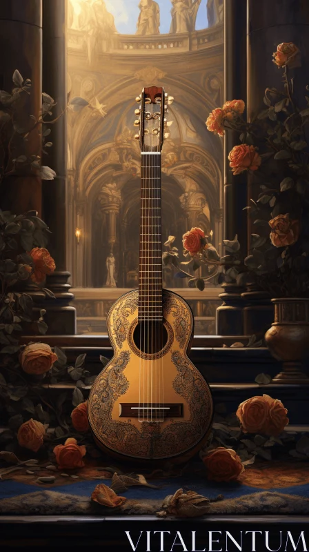 Acoustic Guitar in a Hyper-Detailed Renaissance Chiaroscuro Scene AI Image