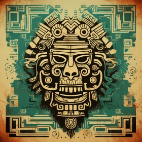 Ancient Mayan Mask in Rustic Style Illustration | Trapped Emotions | Manticore