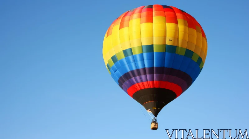 Colorful Hot Air Balloon Flight in Blue Sky AI Image