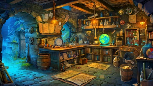 Enchanting Wizard's Study Illustration