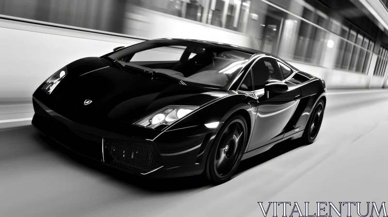 Black Lamborghini Gallardo LP560-4 Speeding in Urban Setting AI Image