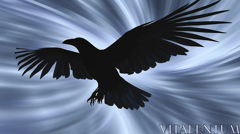 AI ART Dark Raven Flight Digital Painting
