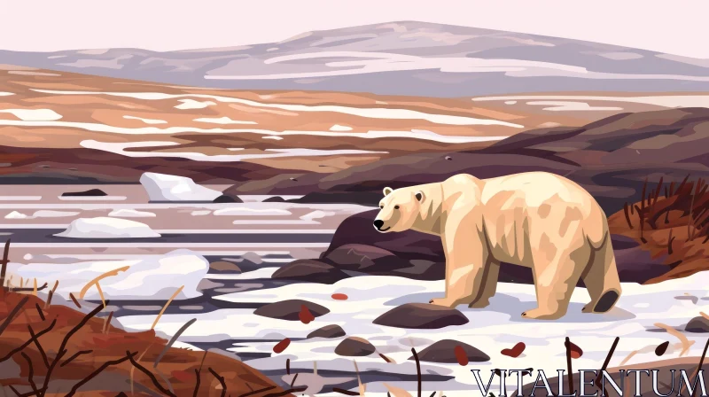 Majestic Polar Bear in Natural Habitat AI Image