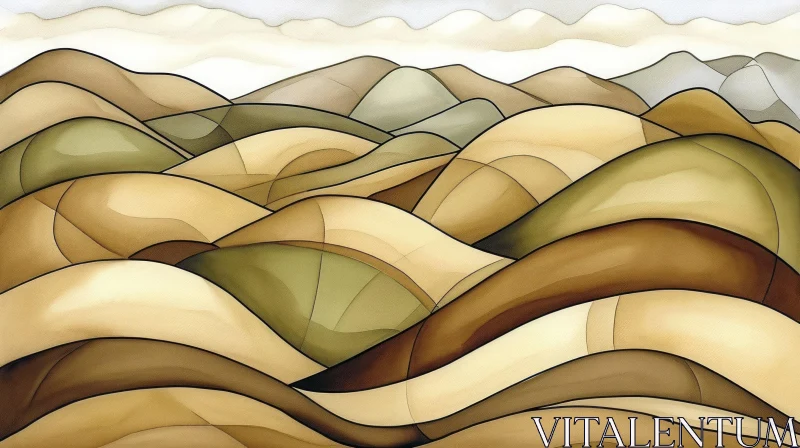 Majestic Mountain Landscape - Digital Painting AI Image
