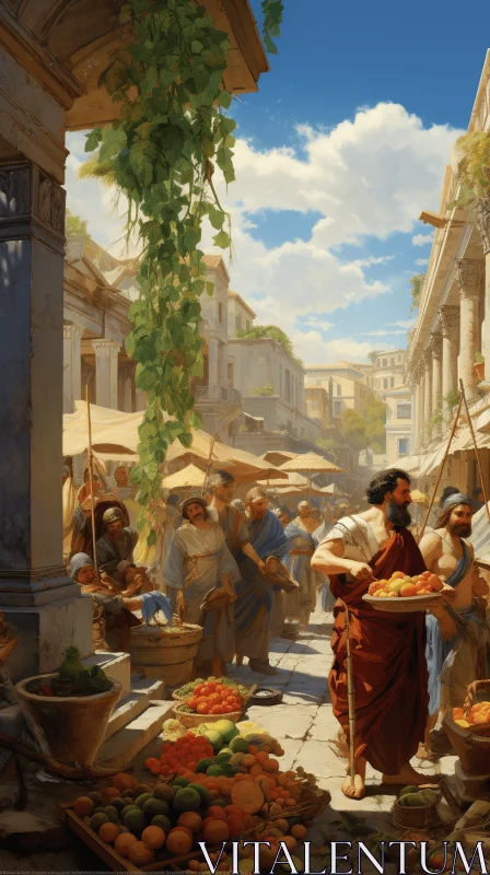 Captivating Painting of an Old Town in Rome - Mediterranean Inspiration AI Image