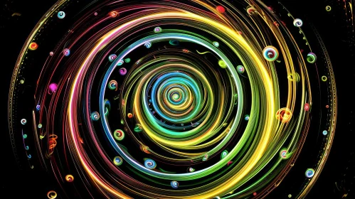 Colorful Spiral Art: Abstract Composition of Lines and Shapes