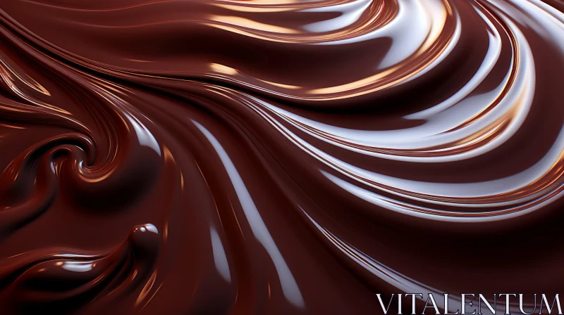 Dark Chocolate Surface Close-up - Rich Texture and Gloss AI Image
