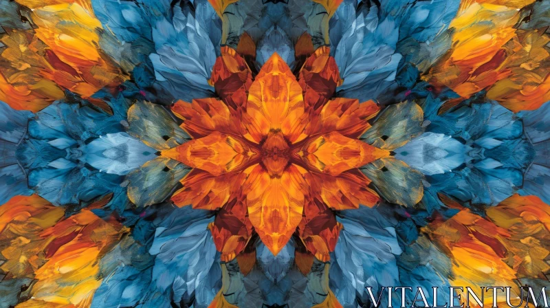 Symmetrical Peacock Feathers Kaleidoscope - Nature Art AI Image