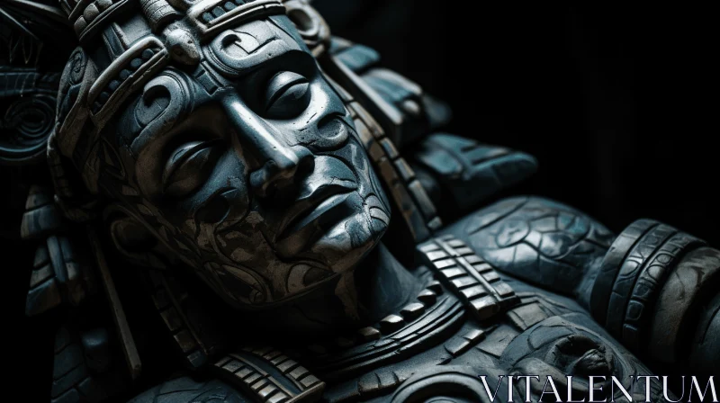 Captivating Mayan God Statue: A Fusion of Ancient and Futuristic Art AI Image
