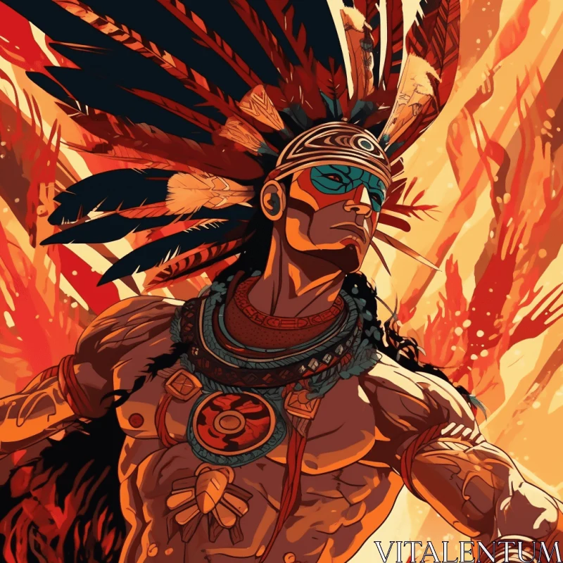 Powerful Indian Warrior in Mesmerizing Comic Art AI Image