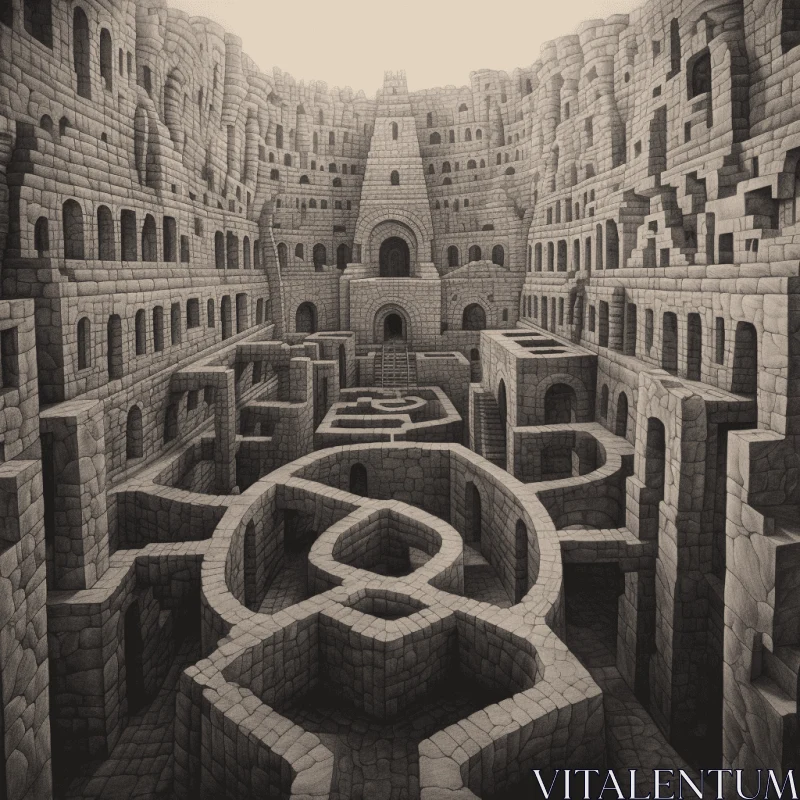 Exploring the Enigmatic Maze: Surrealistic Artwork Inspired by Escher AI Image