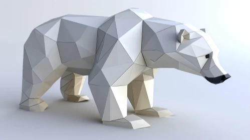 Polygonal Polar Bear 3D Rendering