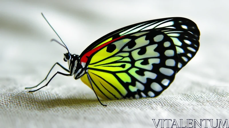 Beautiful Butterfly with Yellow, Black, and White Wings AI Image