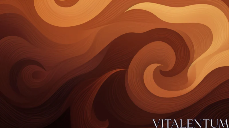 Coffee-Colored Abstract Waves and Curls Background AI Image