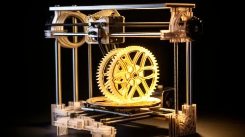 Intriguing 3D Printer Art: Crafting a Vibrant Yellow Gear