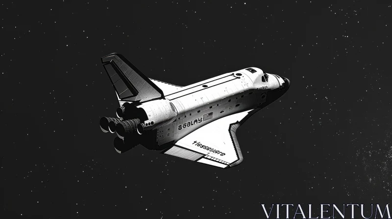 Monochromatic Space Shuttle in Flight AI Image