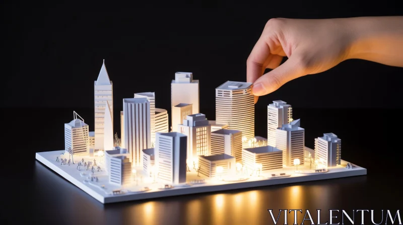 Hand Holding Miniature City Model: Stunning Architecture Photography AI Image