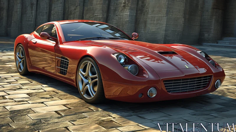 Red Ferrari 599 GTB Fiorano Luxury Sports Car on Street AI Image