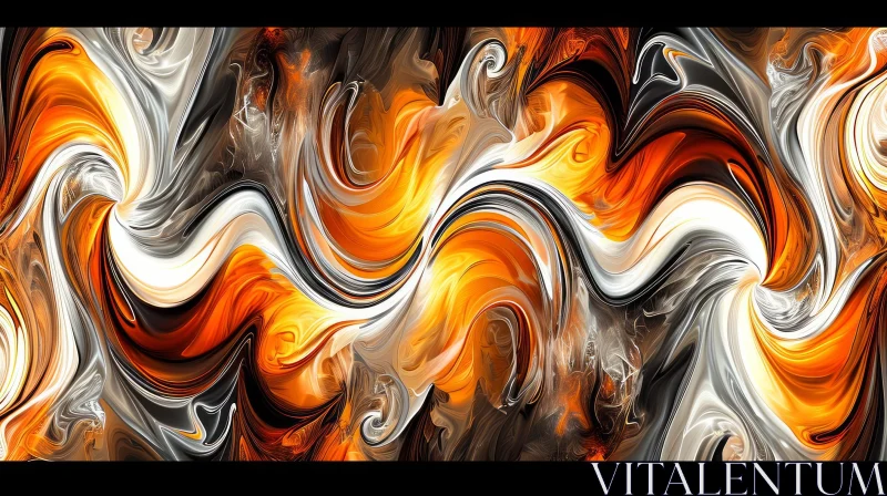 Vibrant Abstract Painting with Wavy Pattern AI Image