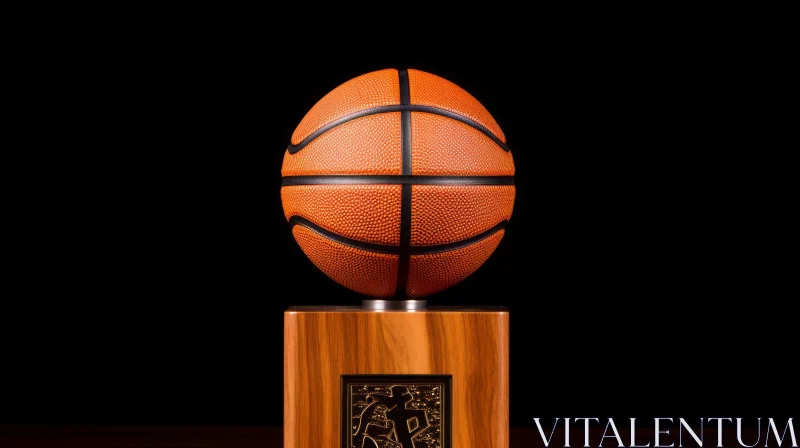 Basketball Trophy on Wooden Pedestal - Sports Competition Winner AI Image