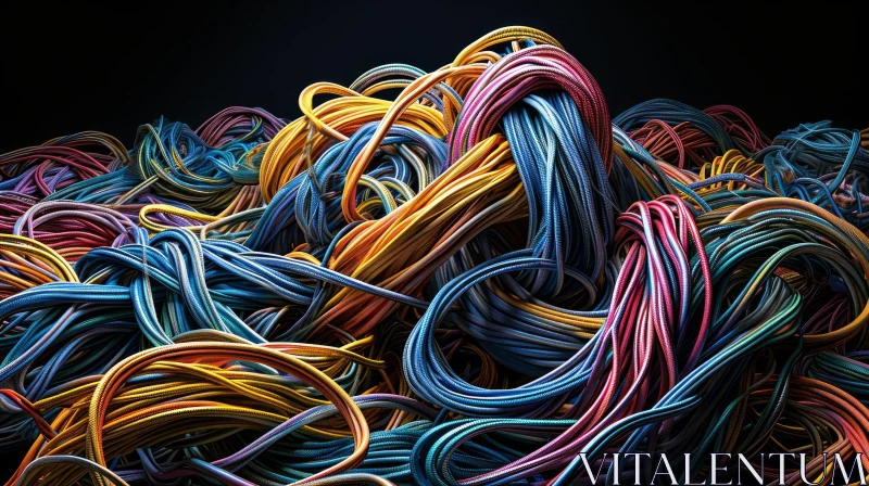 Colorful Chaotic Cables - Technology Inspired Image AI Image