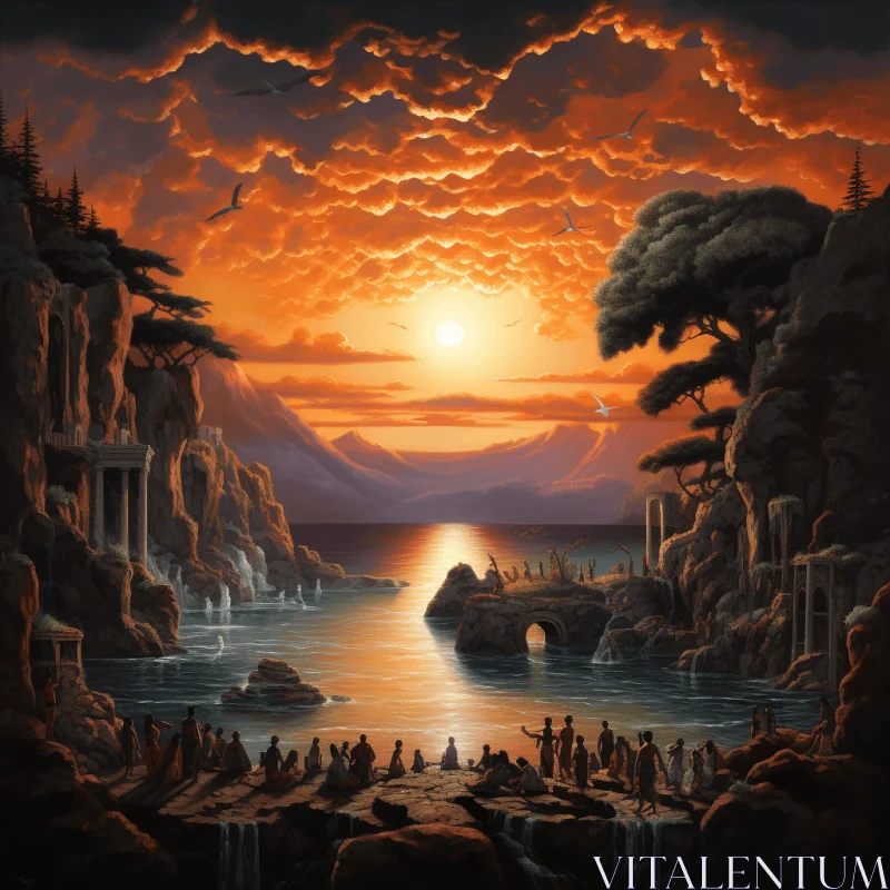 Captivating Sunset Painting | Tranquil Lake | Fantastical Vision AI Image