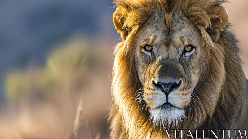 Intense Lion Portrait: Powerful Wildlife Image AI Image