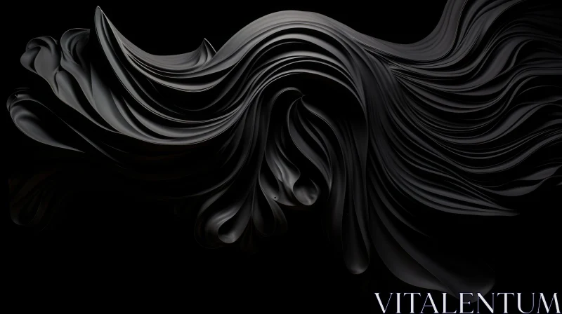 Luxurious Black Silk Cloth 3D Rendering AI Image