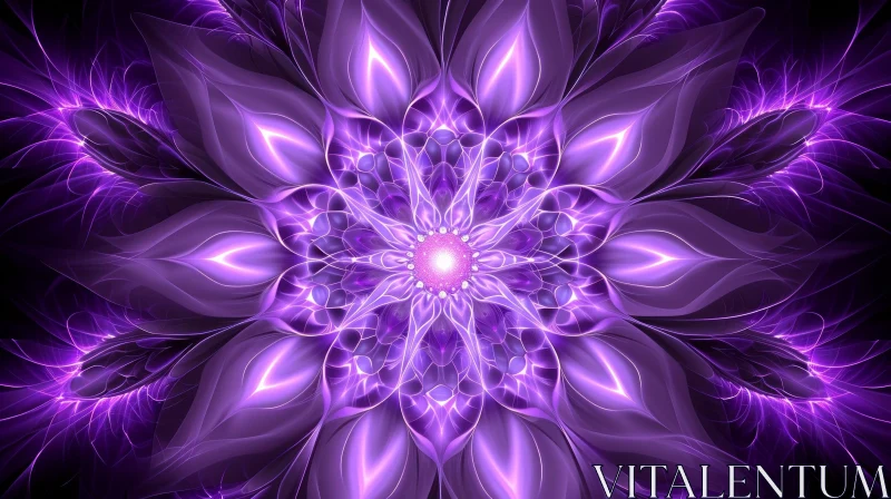 Purple Fractal Flower - Symmetrical Harmony AI Image