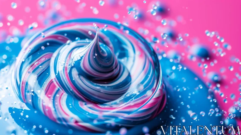 Vibrant Swirl of Blue and Pink Paint | Abstract Art AI Image